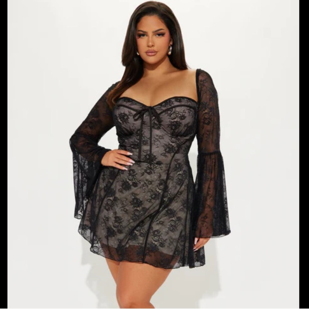Fashion Nova Black Lace Mini Dress